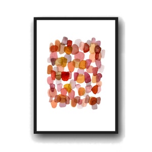 Burnt Orange Abstract Watercolor painting, Watercolor Art Print, Pebble Art