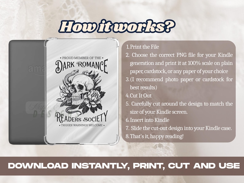 Dark Romance Kindle Insert for Booktok Girls | Digital Download ...