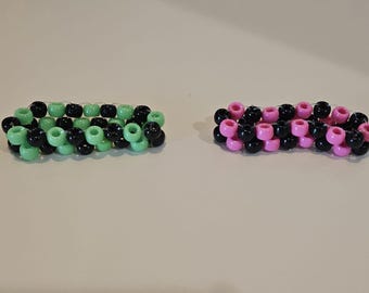 Green, Pink and black ladder stitch cuff