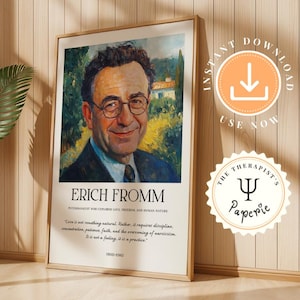 Erich Fromm Van Gogh Style Art, Psychologist Quotes, Psychology Art Print, Psychology Wall Art, Psychologists Posters, Psychologist Office