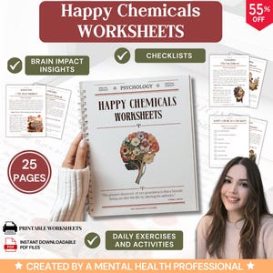 Happy Chemicals-werkbladen: dopamine, serotonine, endorfine, therapiebronnen, counselingtools