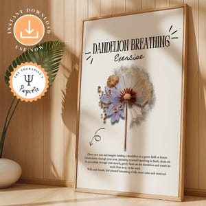Dandelion Breathing Technique Poster: Calming Mindfulness Art (Digital Download)