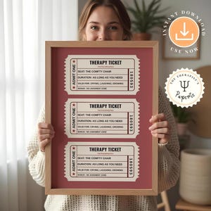 Retro Therapy Ticket Wall Art | Printable Mental Health Art | Psychologist Office Wall Art | Therapy Room Decor | Therapy Room Poster|