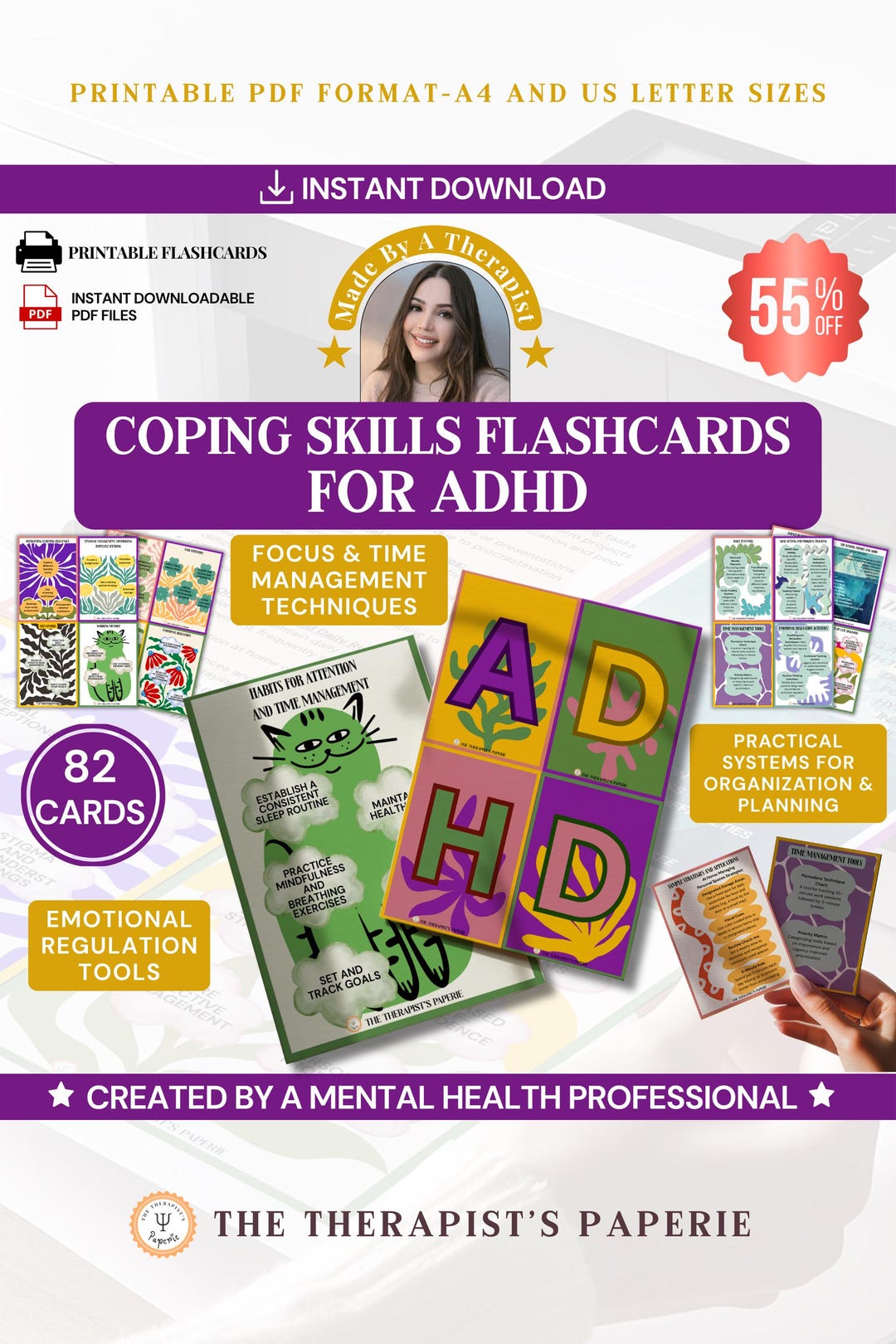 Adult ADHD Coping Skill Flashcards: Executive Functioning Skills, Time ...