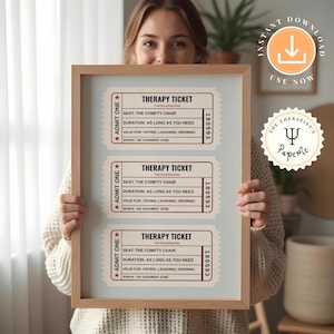 Retro Therapy Ticket Wall Art | Printable Mental Health Art | Psychologist Office Wall Art | Therapy Room Decor | Therapy Room Poster|