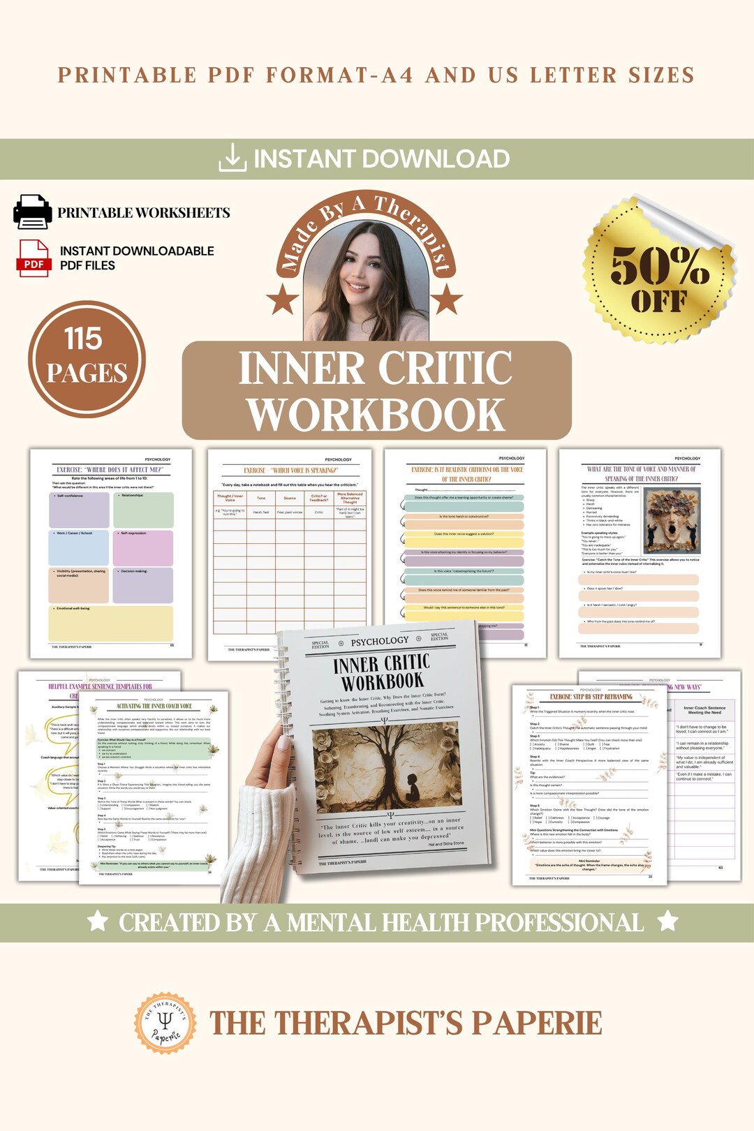 Inner Critic Mega Bundle Workbook, Self Esteem, Therapy Worksheets ...