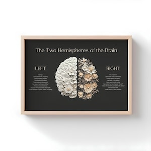 Blumendruck mit Gehirnhälften, Dekoration für Therapieräume, Wandbild für Psychologie, Büro für Therapeuten Bild 3