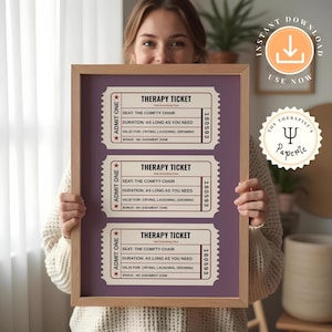 Retro Therapy Ticket Wall Art | Printable Mental Health Art | Psychologist Office Wall Art | Therapy Room Decor | Therapy Room Poster|