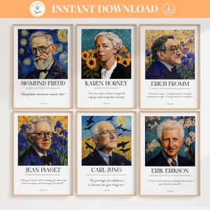 Famous Psychologists Poster Bundle, Sigmund Freud, Carl Rogers,  Mental Health Poster, Psychoanalysis, Behaviorist