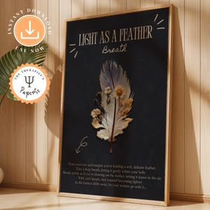 Breathing Technique Poster: Feather Design, Anxiety Relief (Digital Download)
