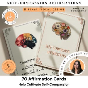 Self-Compassion Affirmation Cards: Therapist-Created CBT, ACT (PDF Download)