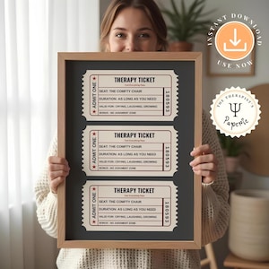 Retro Therapy Ticket Wall Art | Printable Mental Health Art | Psychologist Office Wall Art | Therapy Room Decor | Therapy Room Poster|