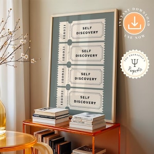 Retro Therapy Ticket Wall Art | Printable Mental Health Art | Psychologist Office Wall Art | Therapy Room Decor | Therapy Room Poster|