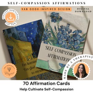 Self-Compassion Affirmation Cards: Therapist-Created CBT, ACT (PDF Download)