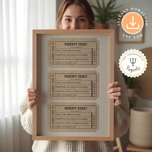 Retro Therapy Ticket Wall Art | Printable Mental Health Art | Psychologist Office Wall Art | Therapy Room Decor | Therapy Room Poster|