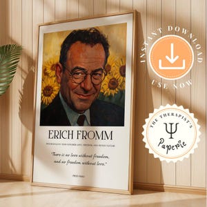 Erich Fromm Van Gogh Style Art, Psychologist Quotes, Psychology Art Print, Psychology Wall Art, Psychologists Posters, Psychologist Office