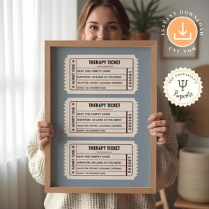 Retro Therapy Ticket Wall Art | Printable Mental Health Art | Psychologist Office Wall Art | Therapy Room Decor | Therapy Room Poster|