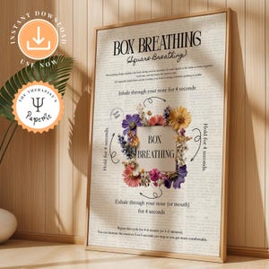 Box Breathing Print: Anxiety Relief, Mindfulness Therapy Decor (Digital Download)