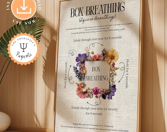 Box Breathing Print: Anxiety Relief, Mindfulness Therapy Decor (Digital Download)