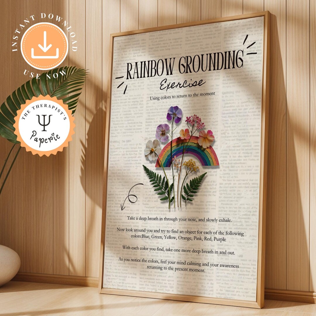 Rainbow Technique Poster, Mindfulness Printable, Anxiety Grounding ...