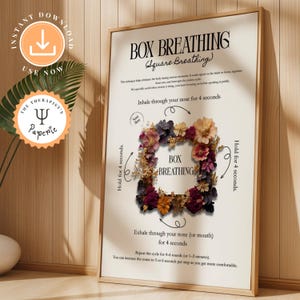 Box Breathing Print: Anxiety Relief, Mindfulness Therapy Decor (Digital Download)