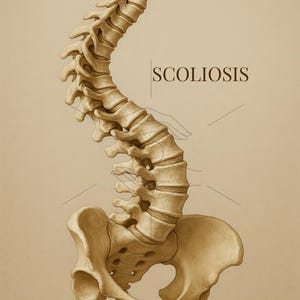 Spine Wall Art Printable - Elegant Scoliosis Spine Poster - Anatomical Medical Illustration - Chiropractic Office Decor - Instant Download