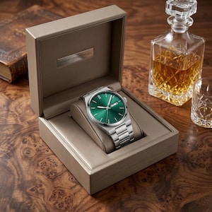 GREEN OAK - 35MM - Stainless Steel Waterproof Dress Watch with Date & Luminous Hands, Elegant Silver Bracelet Gift for Him/Her