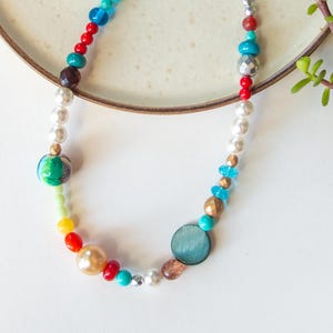 Colorful Large Beads Necklace, Chunky bead necklace, OOAK Necklace, Bold Beaded Necklace, Statement Necklace, Chocker Necklace,