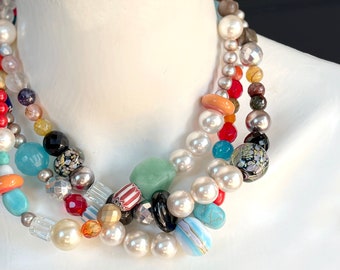 Large Beads Necklace, Beaded Necklace, Statement Necklace, Bold Necklace, Chocker Necklace