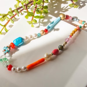 Chunky bead necklace, Colorful Large Beads Necklace, OOAK Necklace, Bold Beaded Necklace, Statement Necklace, Chocker Necklace