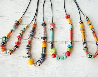 Colar de miçangas grossas, colar de miçangas, colar extravagante, colar ousado, miçangas grandes