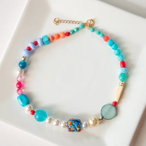Mixed Beads Necklace, Bold Beaded Necklace, Large Beads Necklace, Statement Necklace, Chocker Necklace, OOAK Necklace