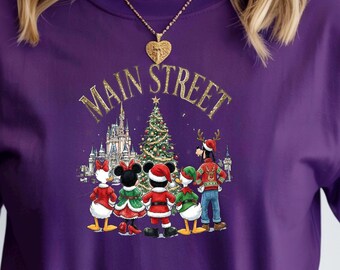 Sudadera navideña Main Street Disney Holiday Crewneck Mickey Friends para invierno