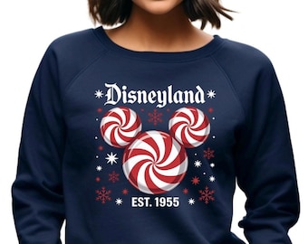 Mickey Peppermint Disneyland Shirt or Sweatshirt | Gildan Unisex Tee | DTF Print | Christmas Minimalist Gift