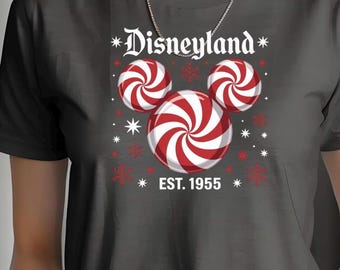 Mickey Peppermint Disneyland Shirt or Sweatshirt | Gildan Unisex Tee | DTF Print | Christmas Minimalist Gift
