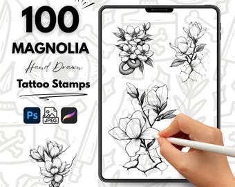 100 Sunflower Hand Drawn Tattoo Stamps, Procreate Tattoo Brushes ...