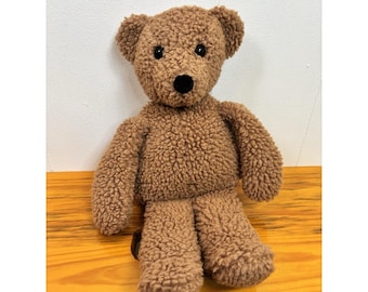 Vintage 1986 GUND Zahnrad Plüsch Braun Teddybär mit Rassel Wollhaar Braun