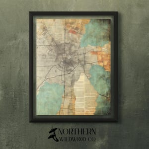 DIGITALER KUNSTDRUCK | Strassenkarten Wandkunst | Rustikale Wanddeko | Abstrakte Wand-Kunst | Gallerie Wandkunst | Kunstdruck Herunterladbare Kunstvolle Karte
