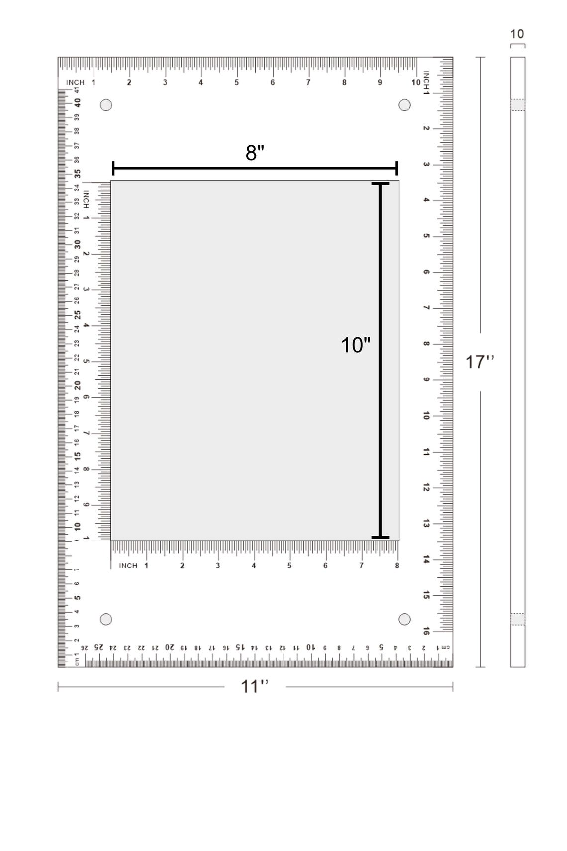 Transparent 11x17 Ruler With 8x10 Cutout, 4mm Thick. Perfect for ...