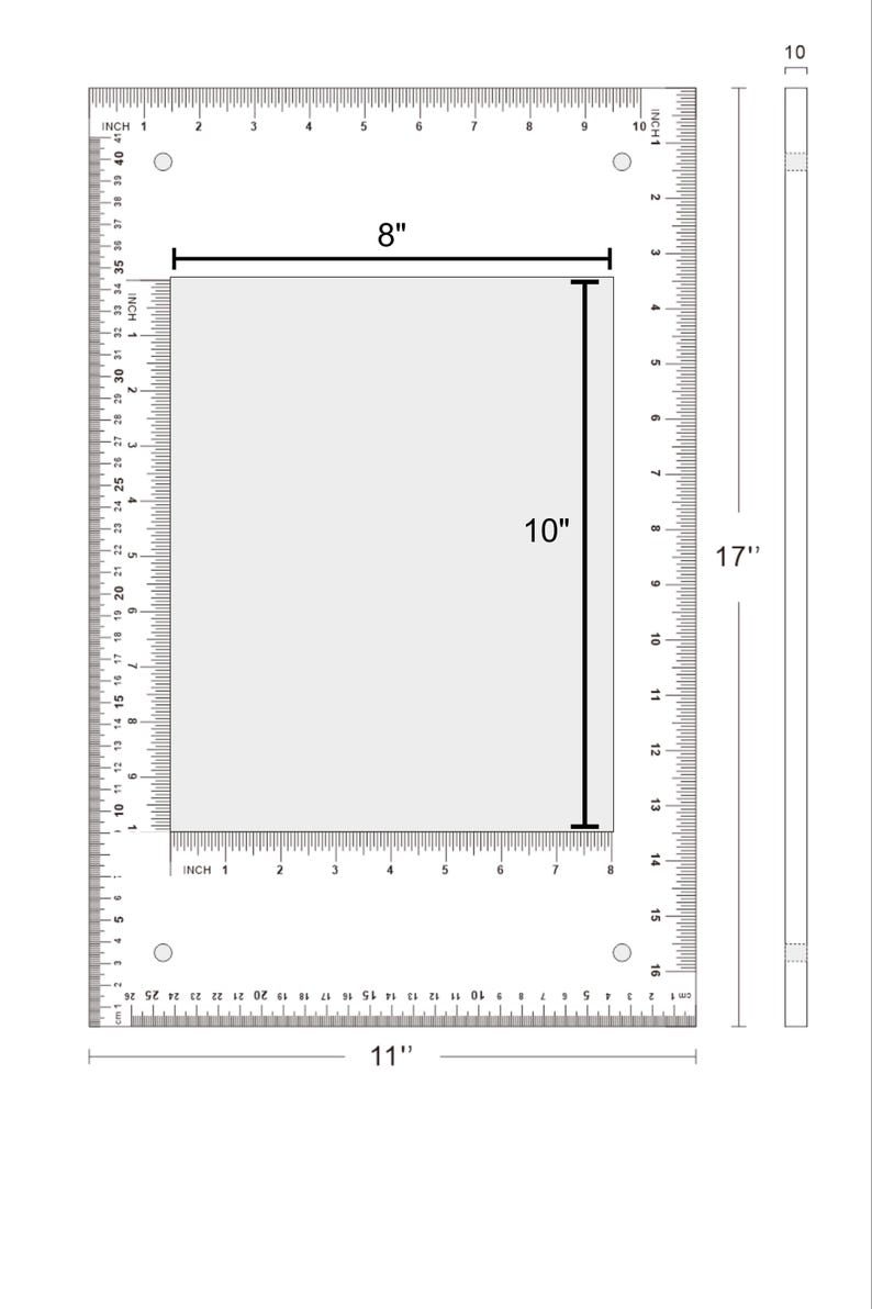 Second Cut Ruler Transparent 11x17 Ruler With 8x10 Cutout, 4mm Thick. Perfect for ...