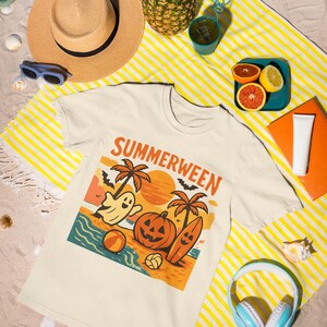 Spooky Summerween T-Shirt, Halloween Vibes in Summer, Graphic Tee, Horror Fan Gift, Comfort Fit, Themed Apparel