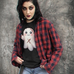 Cute Ghost Doll Pastel Goth  T-Shirt, Ghost with Stitches Design, Gothic Tee, Scene Clothes