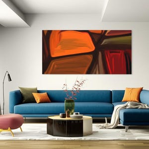 Orange Stone Canvas Wall Art, Abstract Colorful Decor, Stretched Abstract Canvas, Colorful Canvas Print, Modern Wall Decor, Home Decor