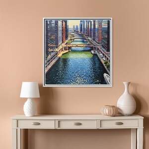 Chicago Wall Art, Chicago River Boat Ride, Home Decor, Canvas Wall Decor, Multi-color Framed Artwork