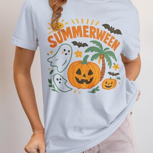 Summerween T-Shirt, Halloween Summer Shirt, Spooky Summerwear, Casual Tee, Gift for Horror Fans, Seasonal Apparel