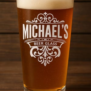 Custom Beer Glass - Personalized Pint Glass for Groomsmen or Father&#39;s Day, 16oz - Gift for Beer Lovers, Gift For Men, Boyfriend Gift