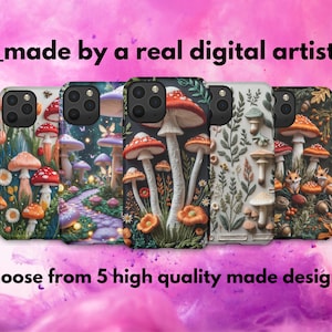 Mushroom Phone Case, 3D Embroidery Look, Nature Inspired, Phone Cover, Gift For Friends