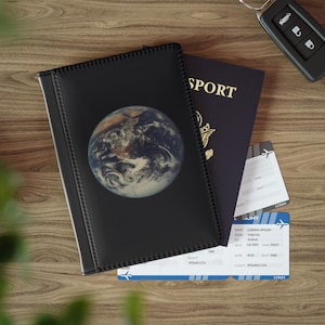 Earth-Themed Passport Cover, Travel Accessory for Wanderlust, Gifts for Travelers, Unique Travel Journal, Adventure Essentials
