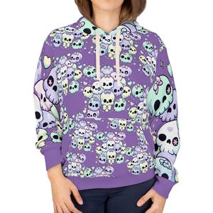 Cute Skull Pastel Goth Hoodie, Skull Hoodie, Goth Aesthetic, Cozy Hoodie, Unique Gift, Soft Sweatshirt, Trendy Hoodie, Scene Clothes
