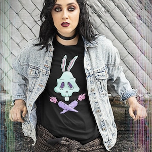 Pastel Goth Bunny Skull T-Shirt: Kawaii Emo Graphic Tee